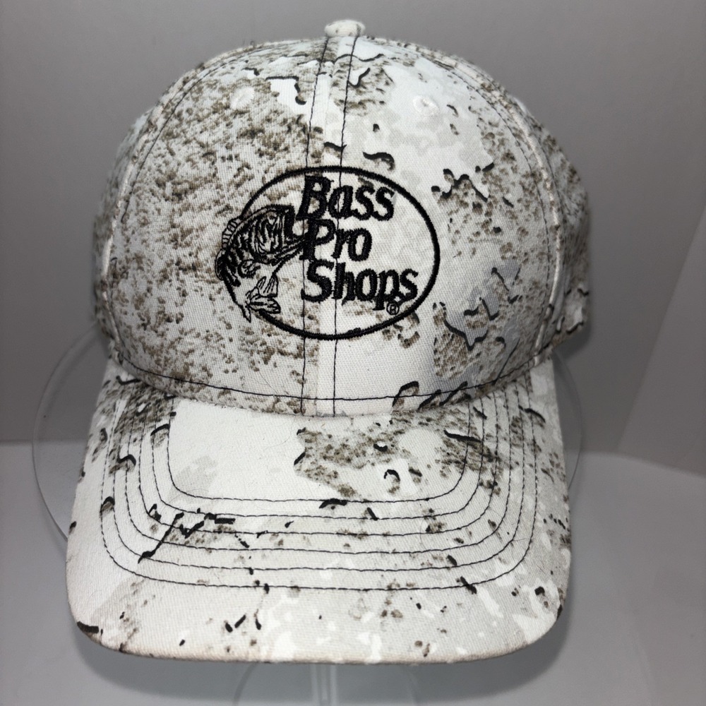 Bass Pro Shops Tundra Hat White Snow Camo OSFM Adjustable Baseball Cap Hunt Fish